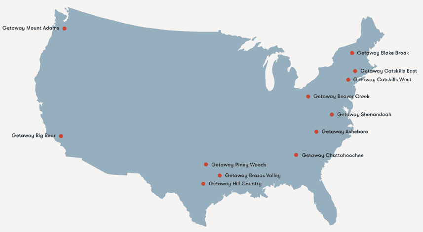 Getaway House Locations around the USA