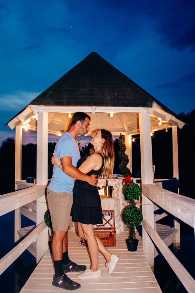 private dinner date on a gazebo 