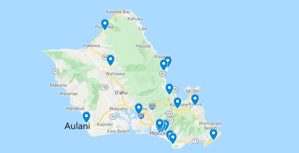 map of aulani on oahu