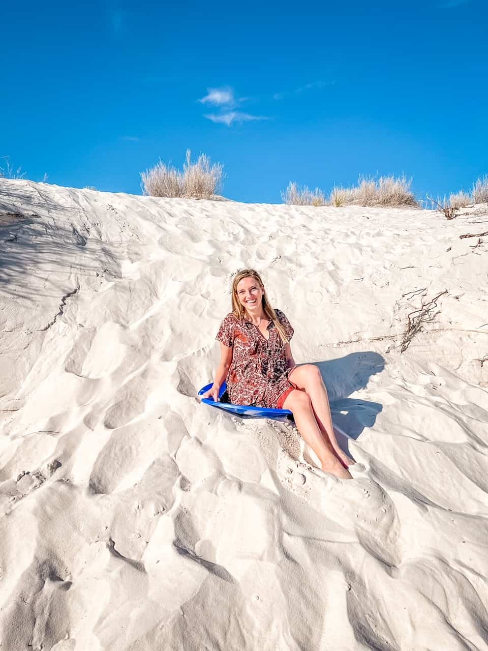 sledding in white sands 