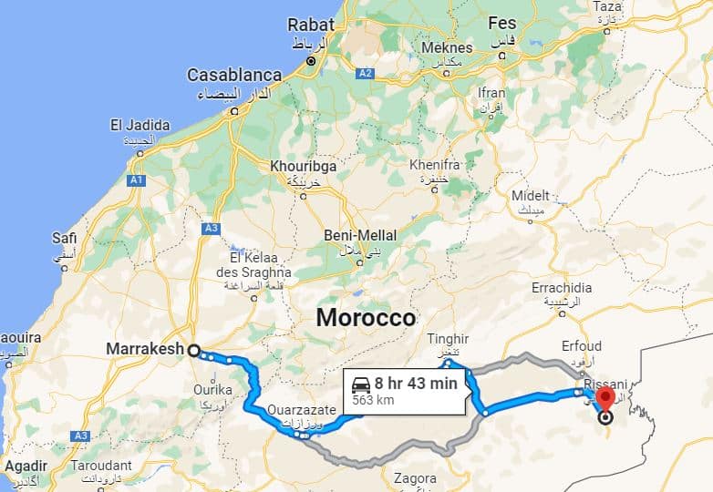 marrakesh to sahara desert morocco